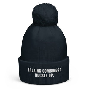 The Tractor Mugs Store French Navy Talking Combines? Buckle Up. | Pom-Pom Beanie Quality Farmers Merch
