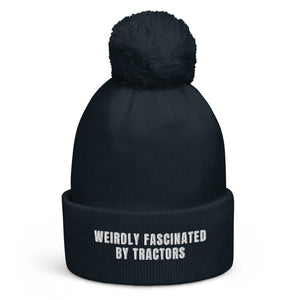 The Tractor Mugs Store French Navy Weirdly Fascinated by Tractors | Pom-Pom Beanie Quality Farmers Merch