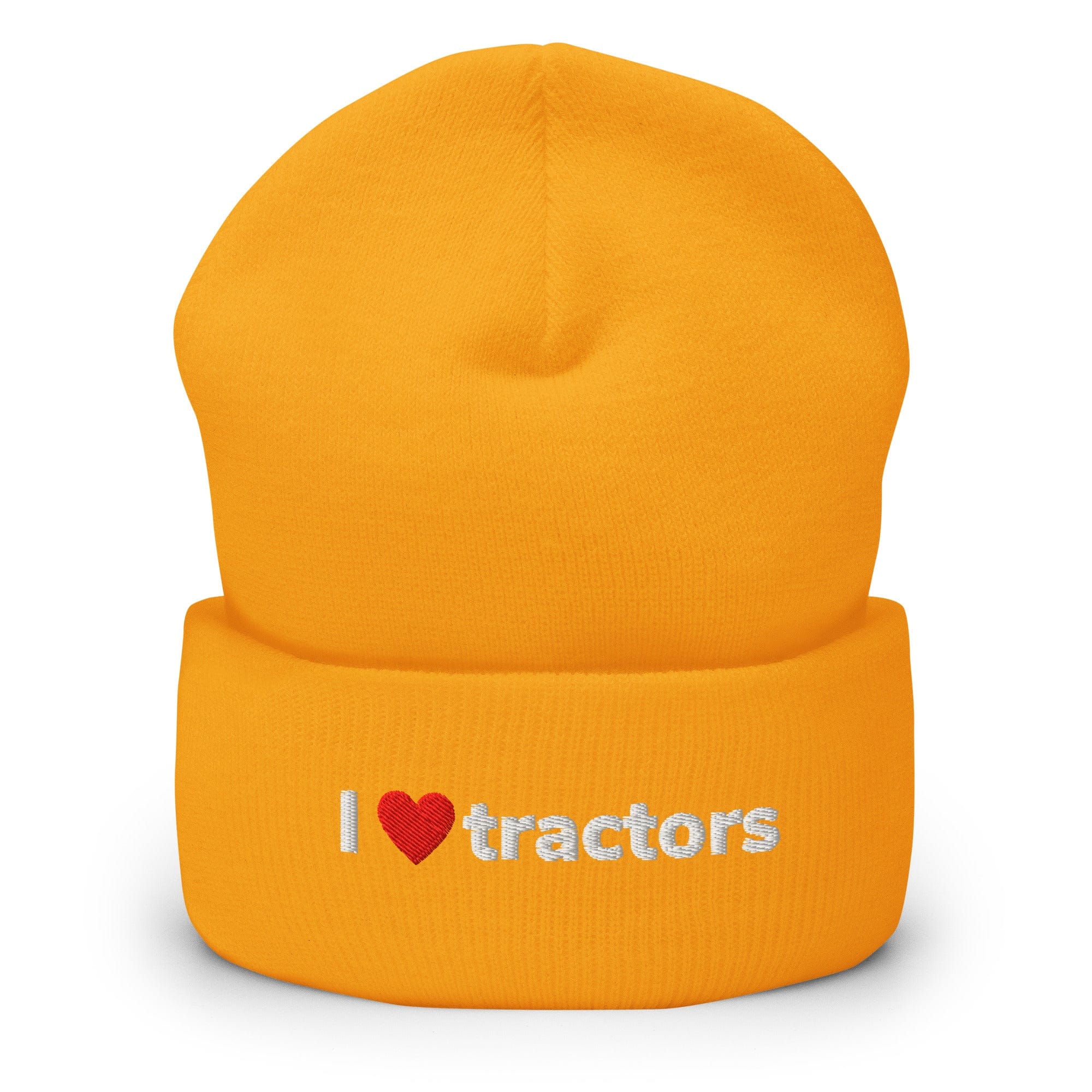 The Tractor Mugs Store Gold I Love Tractors | Cuffed Beanie Quality Farmers Merch