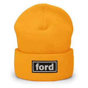 The Tractor Mugs Store Gold OASIS Style 'Ford' Cuffed Beanie Quality Farmers Merch