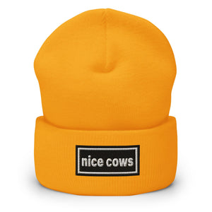 The Tractor Mugs Store Gold OASIS Style 'Nice Cows' | Cuffed Beanie Quality Farmers Merch