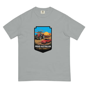 The Tractor Mugs Store Granite Massey Ferguson 3075 PROUD AUSTRALIAN 100% FARMER Bright | Unisex Premium T-shirt Quality Farmers Merch