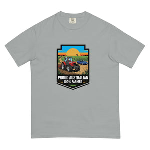 The Tractor Mugs Store Granite Massey Ferguson 6480 PROUD AUSTRALIAN 100% FARMER Bright | Unisex Premium T-shirt Quality Farmers Merch