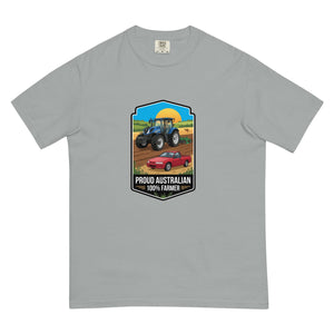 The Tractor Mugs Store Granite New Holland T7.225 PROUD AUSTRALIAN 100% FARMER Bright | Unisex Premium T-shirt Quality Farmers Merch