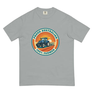 The Tractor Mugs Store Granite New Holland T7.225 PROUD AUSTRALIAN 100% FARMER Retro | Unisex Premium T-shirt Quality Farmers Merch