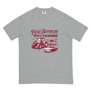 The Tractor Mugs Store Granite New Holland T7.225 PROUD AUSTRALIAN 100% FARMER Two Tone | Unisex Premium T-shirt Quality Farmers Merch