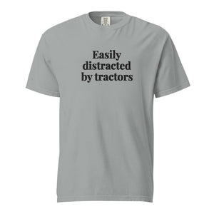 The Tractor Mugs Store Granite / S Easily Distracted By Tractors | Unisex Premium T-shirt Quality Farmers Merch