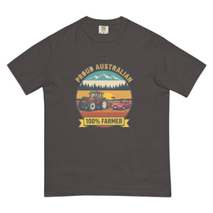 The Tractor Mugs Store Graphite FIATAGRI F130 PROUD AUSTRALIAN 100% FARMER Outdoor | Unisex Premium T-shirt Quality Farmers Merch