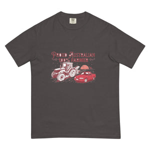 The Tractor Mugs Store Graphite FIATAGRI F140 PROUD AUSTRALIAN 100% FARMER Two Tone | Unisex Premium T-shirt Quality Farmers Merch