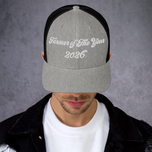 The Tractor Mugs Store Heather/ Black Farmer of The Year 2026 | Retro 70's Trucker Cap Quality Farmers Merch