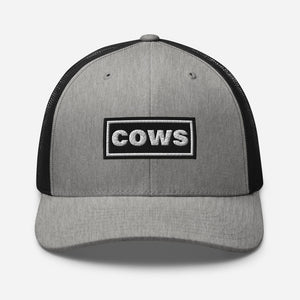 The Tractor Mugs Store Heather/ Black Oasis Style Retro Cows | Trucker Cap Quality Farmers Merch