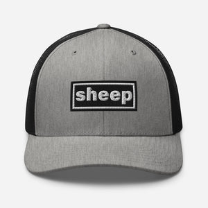 The Tractor Mugs Store Heather/ Black Oasis Style Retro Sheep | Trucker Cap Quality Farmers Merch