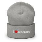 The Tractor Mugs Store Heather Grey I Love Tractors | Cuffed Beanie Quality Farmers Merch