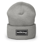 The Tractor Mugs Store Heather Grey OASIS Style 'Milking' | Cuffed Beanie Quality Farmers Merch