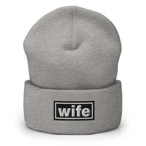 The Tractor Mugs Store Heather Grey OASIS Style 'Wife' | Cuffed Beanie Quality Farmers Merch