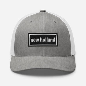 The Tractor Mugs Store Heather Grey/White Oasis Style Retro New Holland | Trucker Cap Quality Farmers Merch