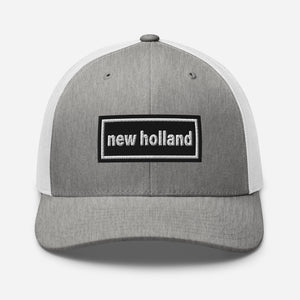 The Tractor Mugs Store Heather Grey/White Oasis Style Retro New Holland | Trucker Cap Quality Farmers Merch