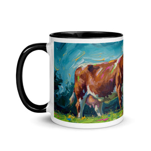 The Tractor Mugs Store Hereford Cow Splash Art | Mug with Color Inside Quality Farmers Merch