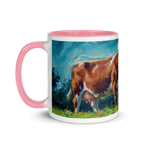The Tractor Mugs Store Hereford Cow Splash Art | Mug with Color Inside Quality Farmers Merch