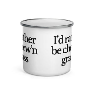 The Tractor Mugs Store I'D RATHER BE CHEW'N GRASS | Enamel Mug Quality Farmers Merch