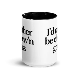 The Tractor Mugs Store I'D RATHER BE CHEW'N GRASS | Mug with Color Inside Quality Farmers Merch