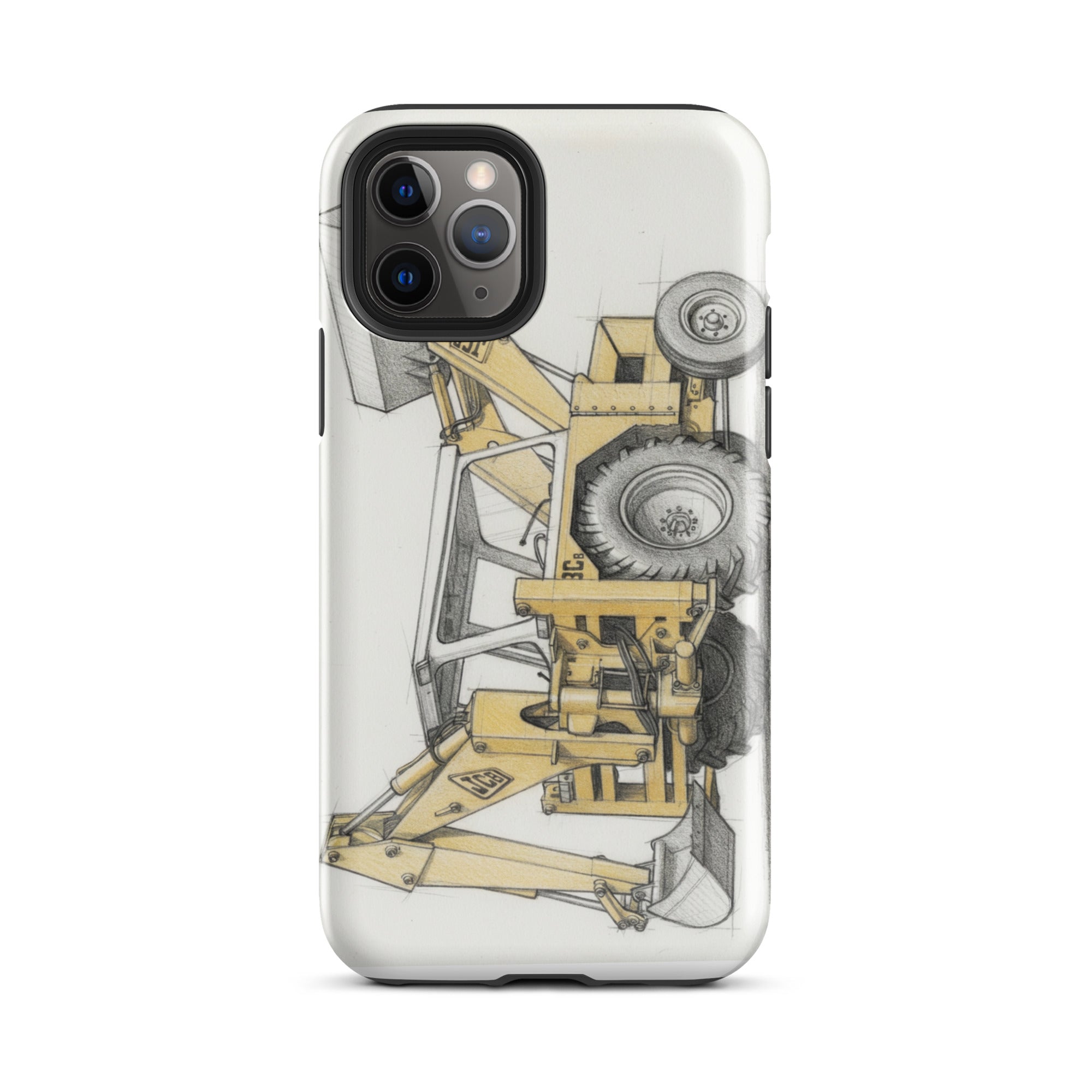 The Tractor Mugs Store iPhone 11 Pro JCB 3C II Pencil Sketch | Tough Case for iPhone® Quality Farmers Merch