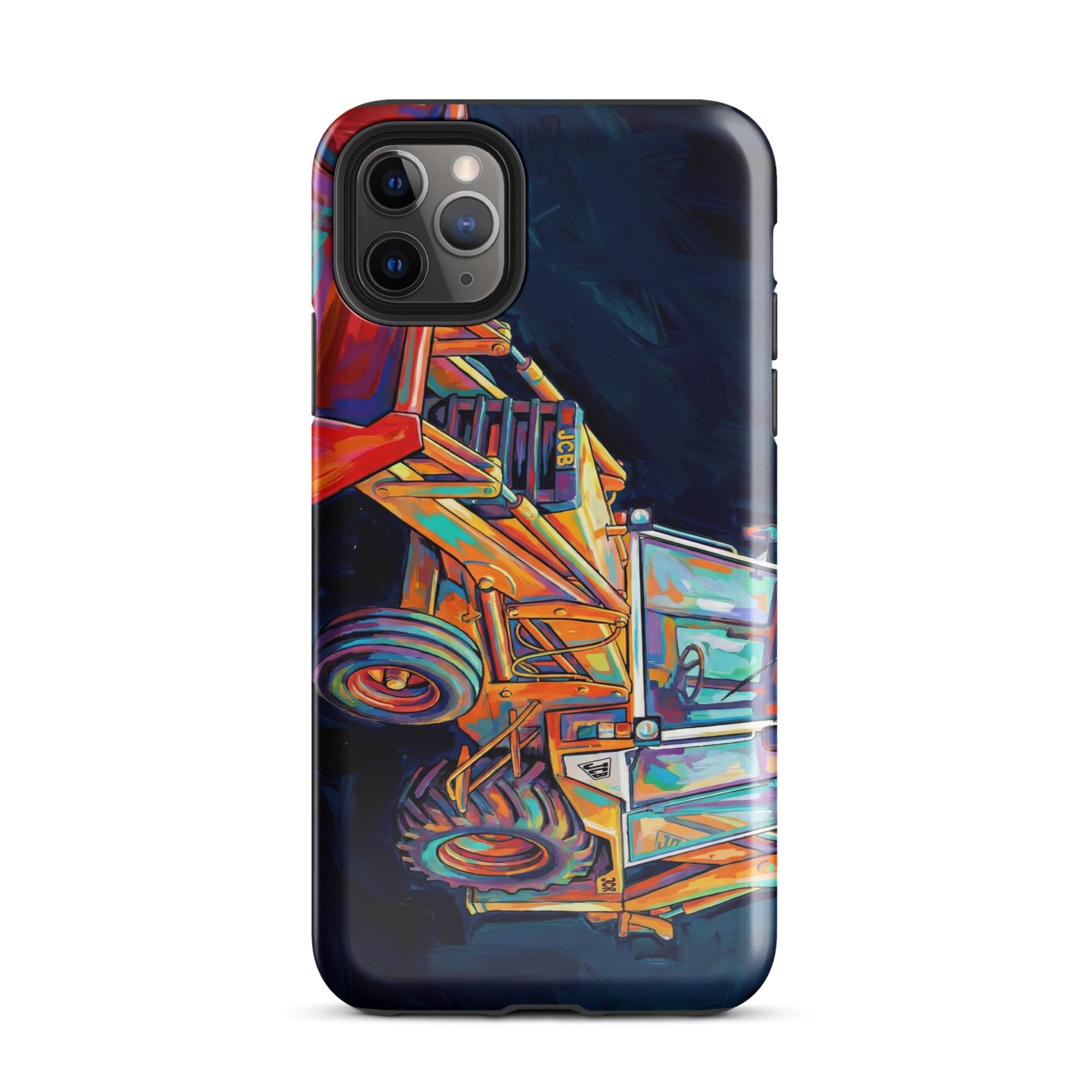 The Tractor Mugs Store iPhone 11 Pro Max JCB 3CX White Cabin | Splash Art Tough Case for iPhone® Quality Farmers Merch