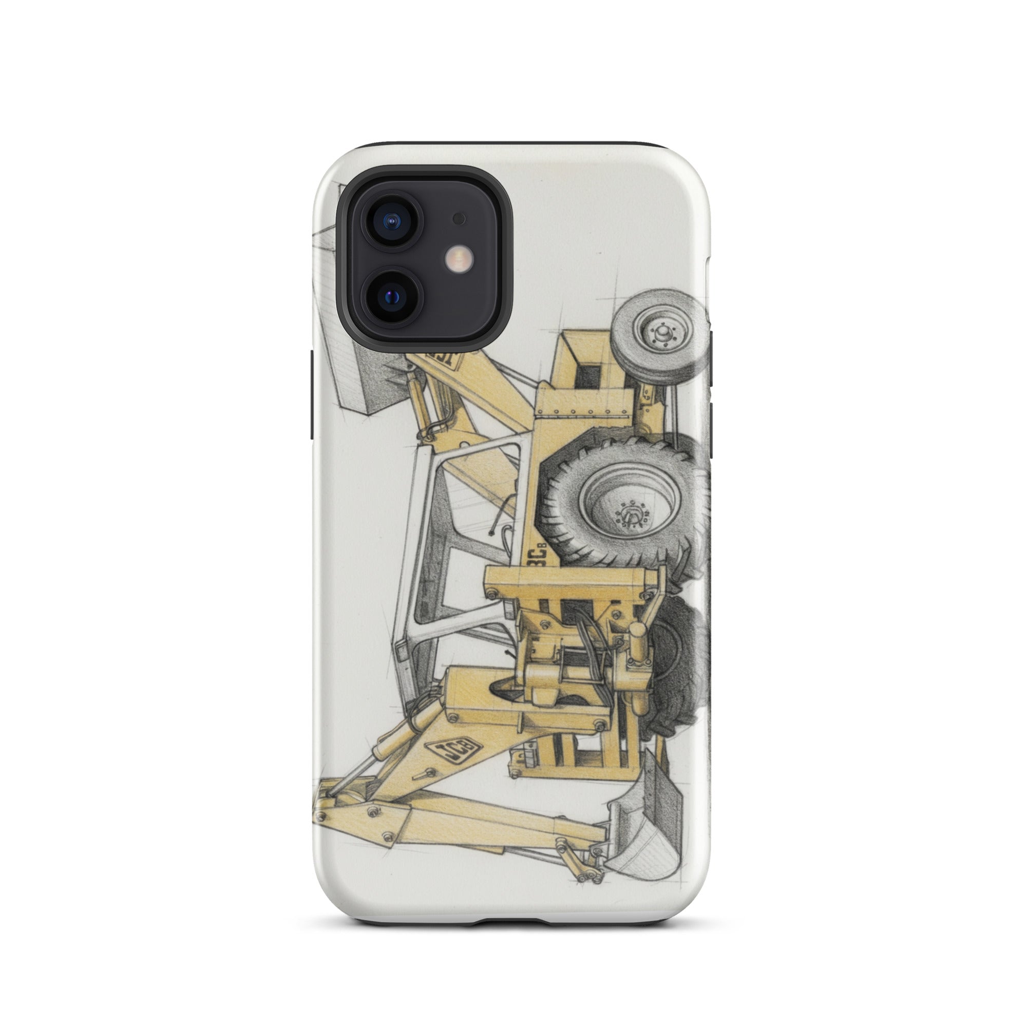 The Tractor Mugs Store iPhone 12 JCB 3C II Pencil Sketch | Tough Case for iPhone® Quality Farmers Merch