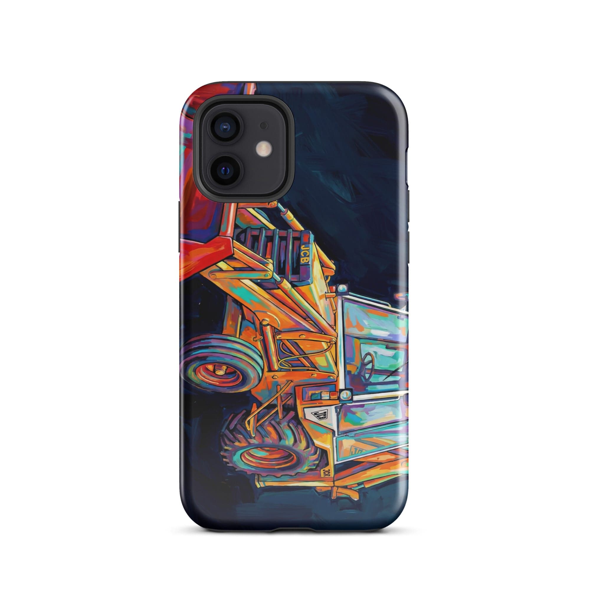 The Tractor Mugs Store iPhone 12 JCB 3CX White Cabin | Splash Art Tough Case for iPhone® Quality Farmers Merch