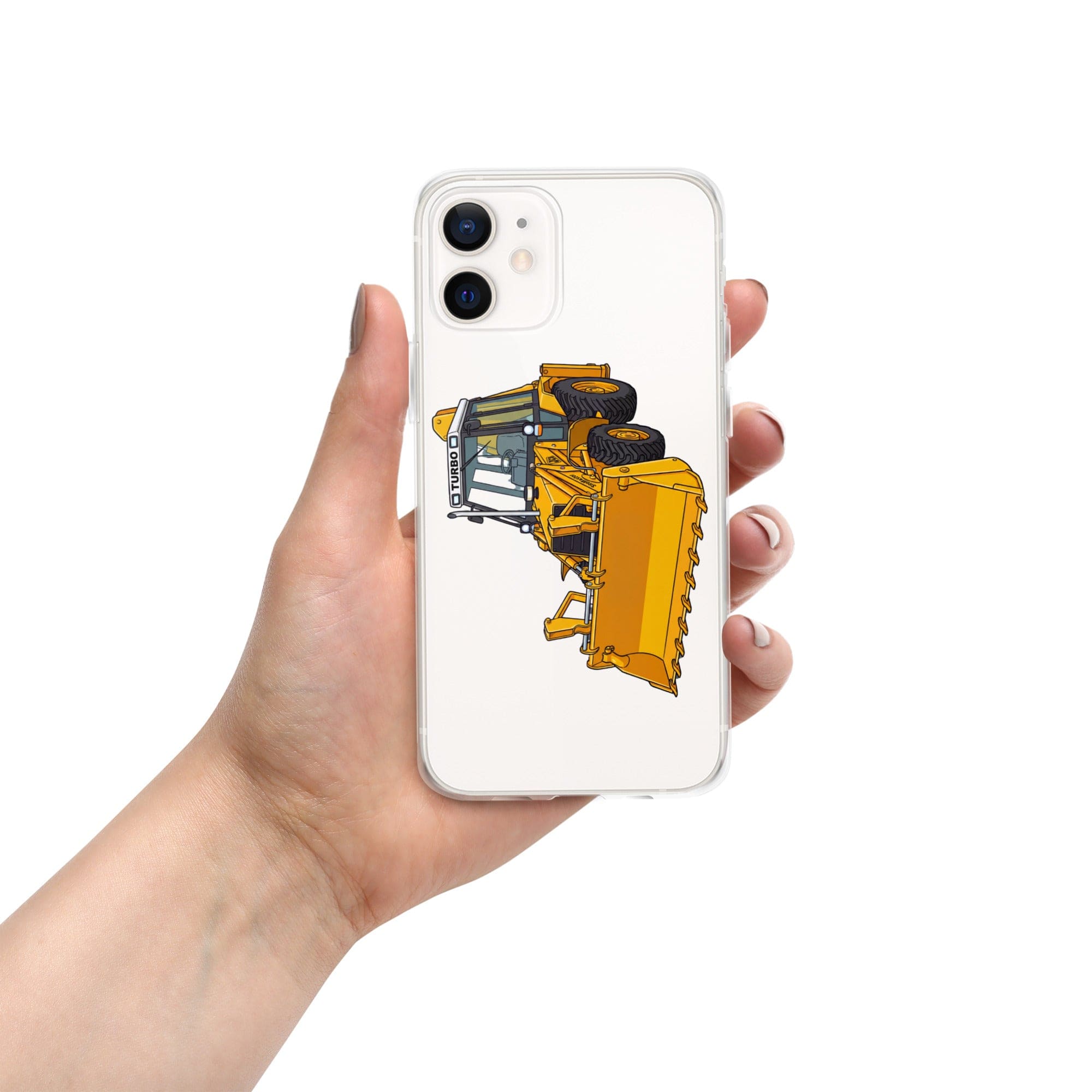 The Tractor Mugs Store iPhone 12 JCB Grey Cab TURBO | Clear Case for iPhone® Quality Farmers Merch
