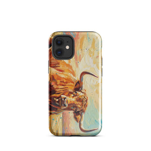 The Tractor Mugs Store iPhone 12 mini English Longhorn Cow Splash Art | Tough Case for iPhone® Quality Farmers Merch