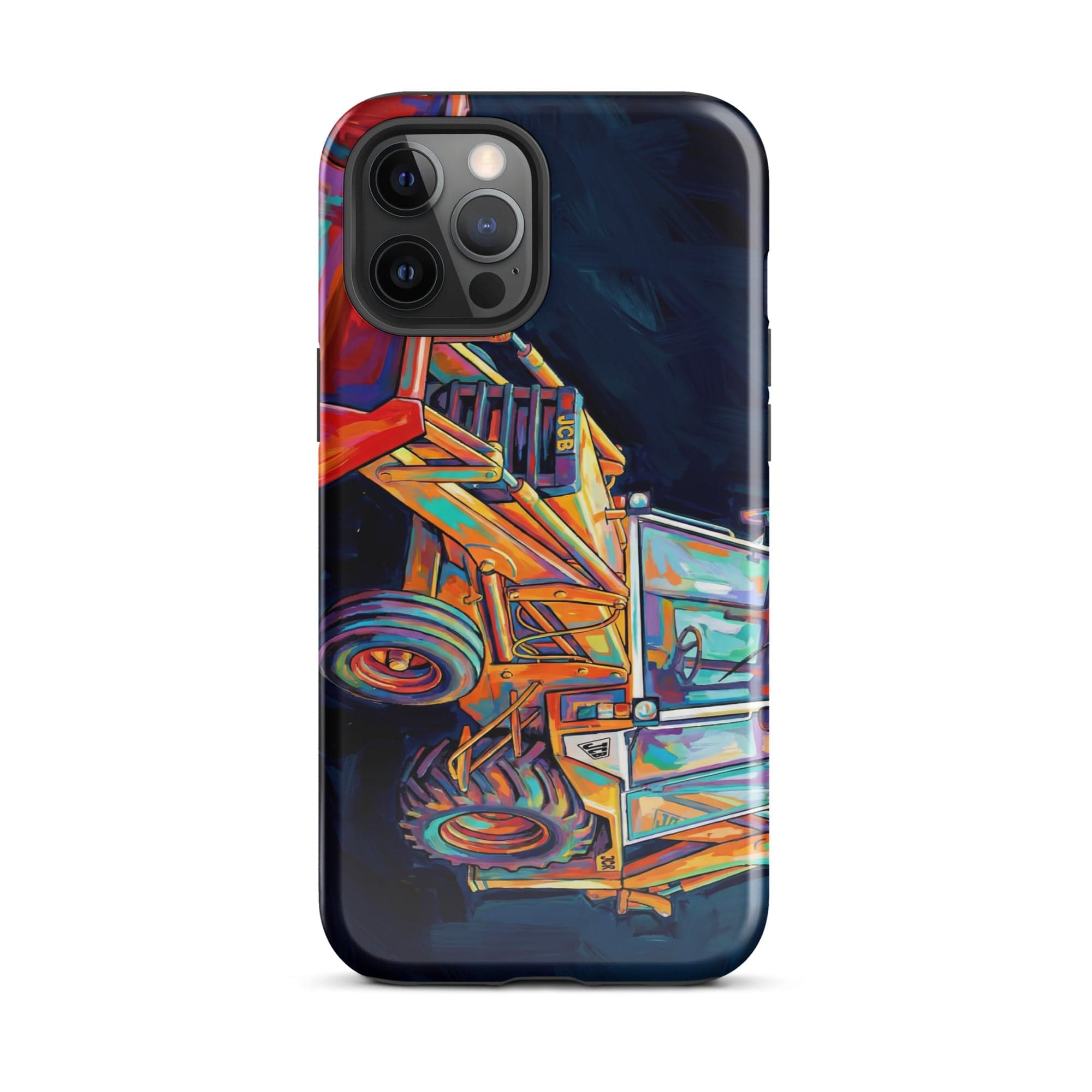 The Tractor Mugs Store iPhone 12 Pro Max JCB 3CX White Cabin | Splash Art Tough Case for iPhone® Quality Farmers Merch