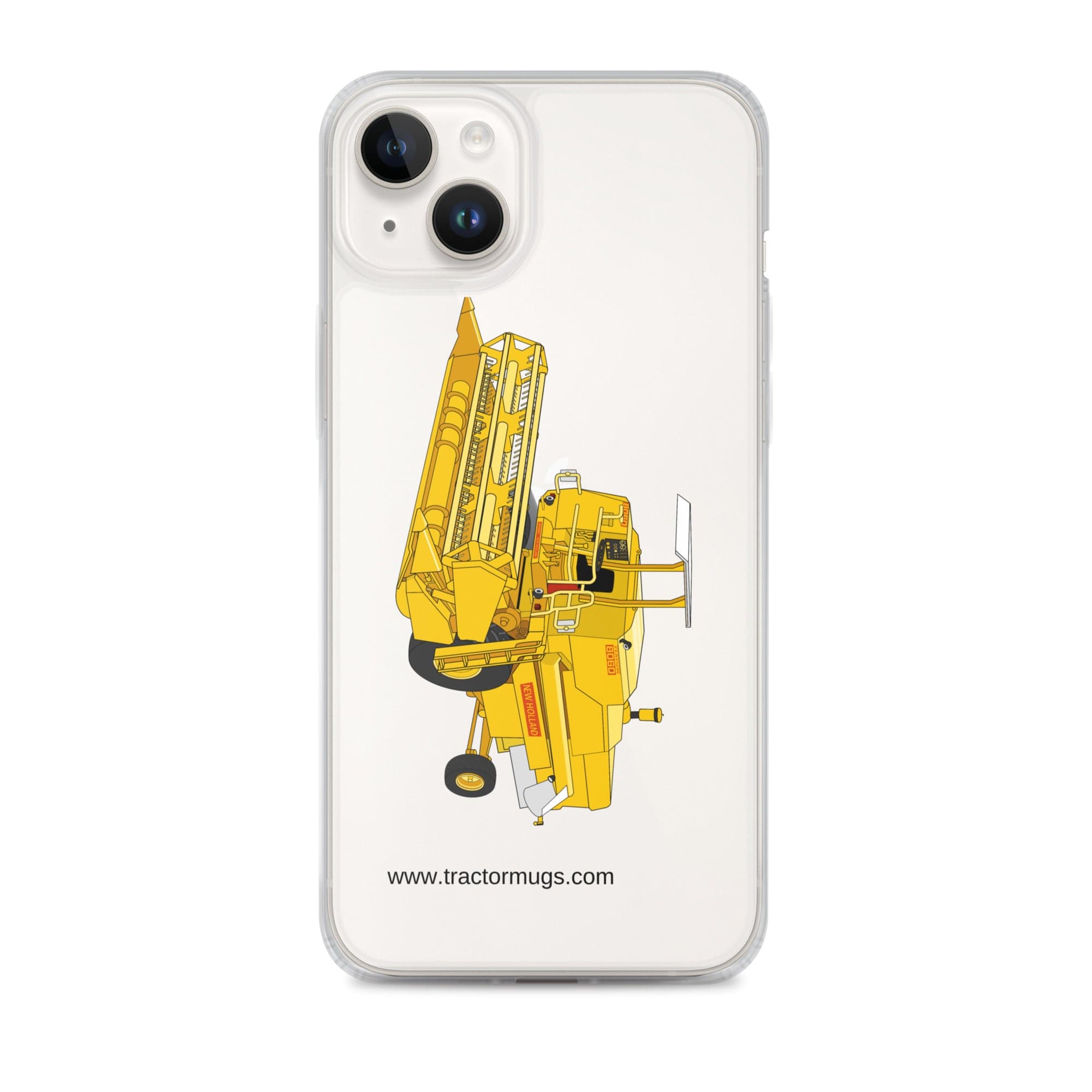 The Tractor Mugs Store iPhone 14 Plus Clayson 8060 Combine Harvester | Clear Case for iPhone® Quality Farmers Merch