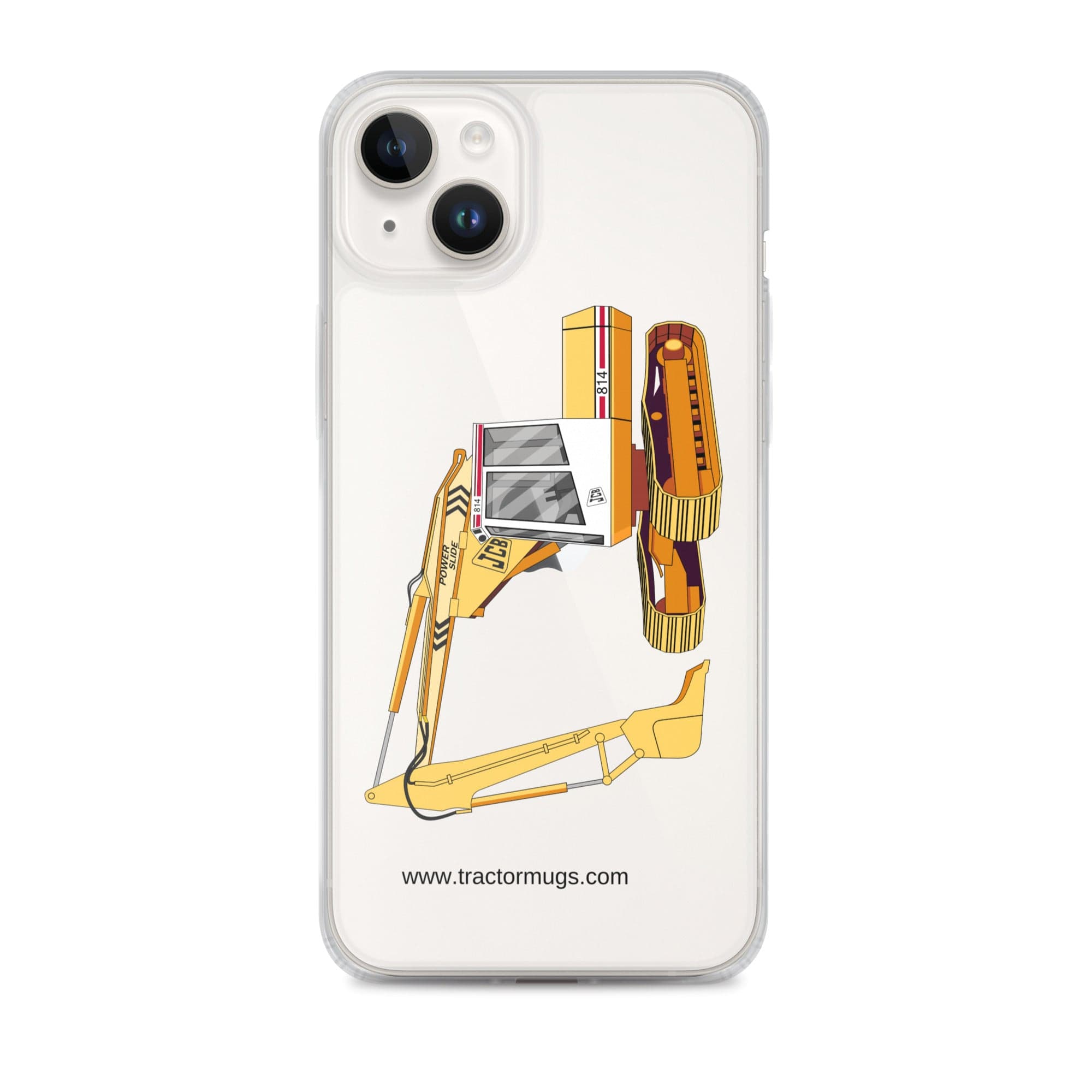 The Tractor Mugs Store iPhone 14 Plus JCB 814 Super | Clear Case for iPhone® Quality Farmers Merch