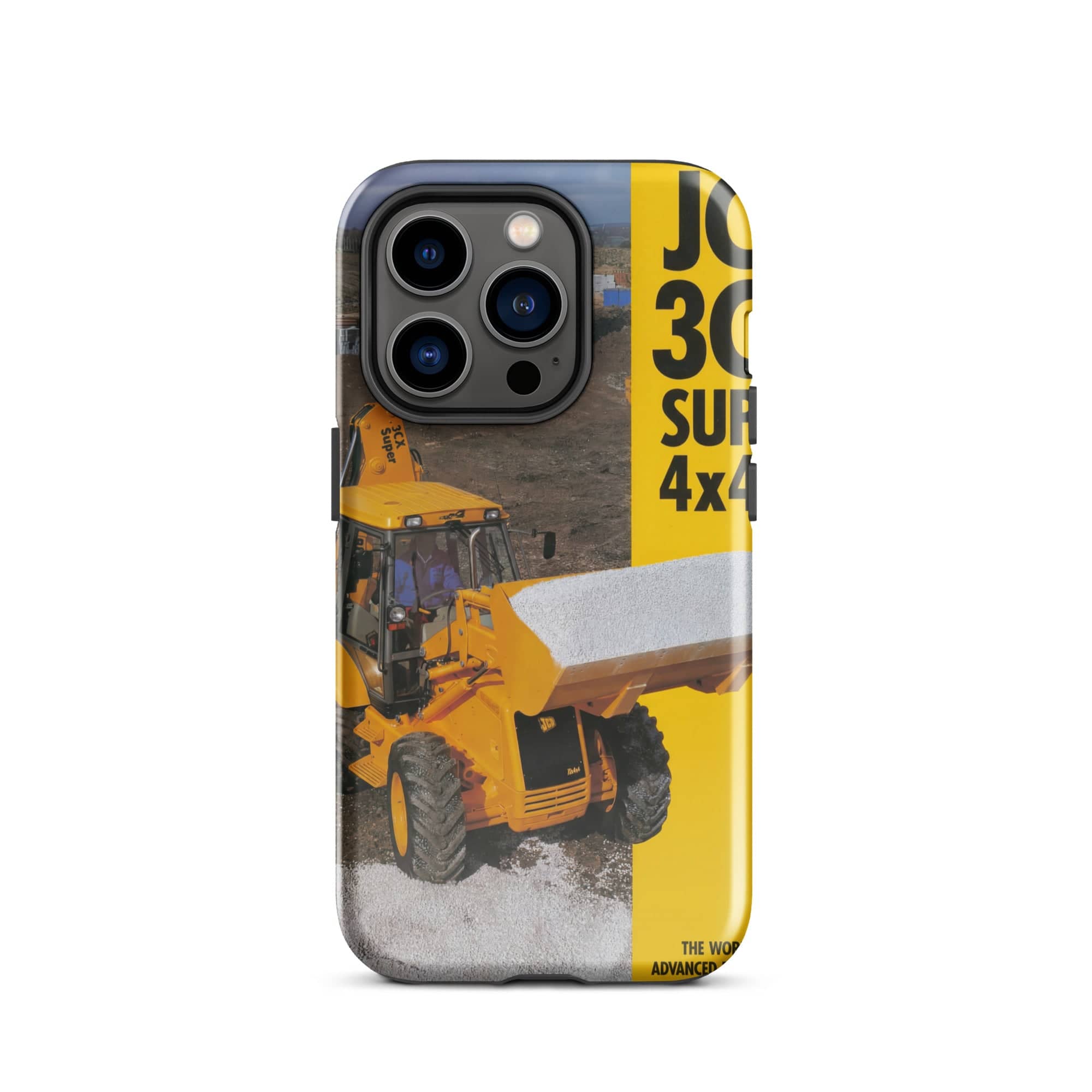 The Tractor Mugs Store iPhone 14 Pro JCB 3CX 4x4x4 Brochure | Tough Case for iPhone® Quality Farmers Merch