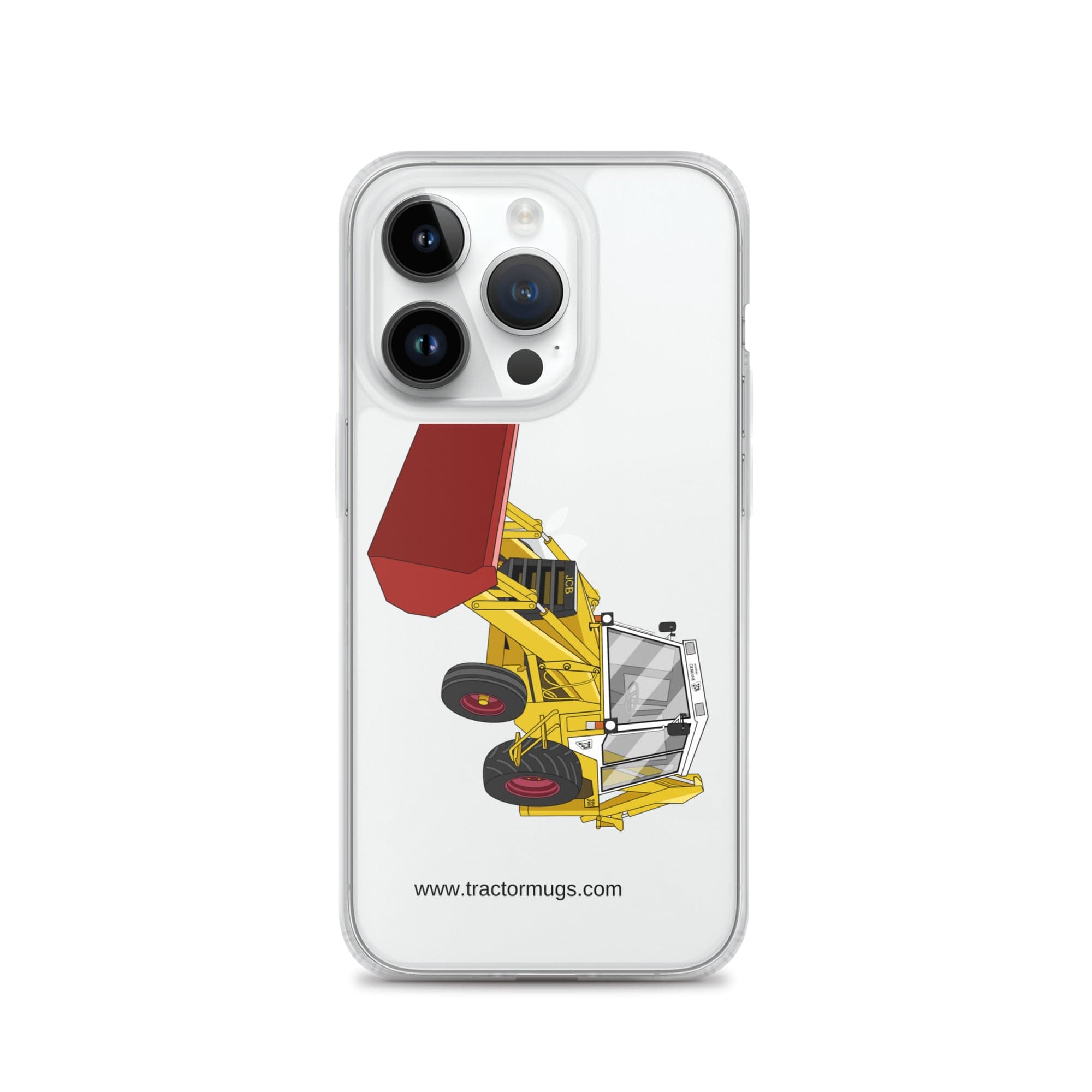 The Tractor Mugs Store iPhone 14 Pro JCB 3CX White Cabin 2WD | Clear Case for iPhone® Quality Farmers Merch