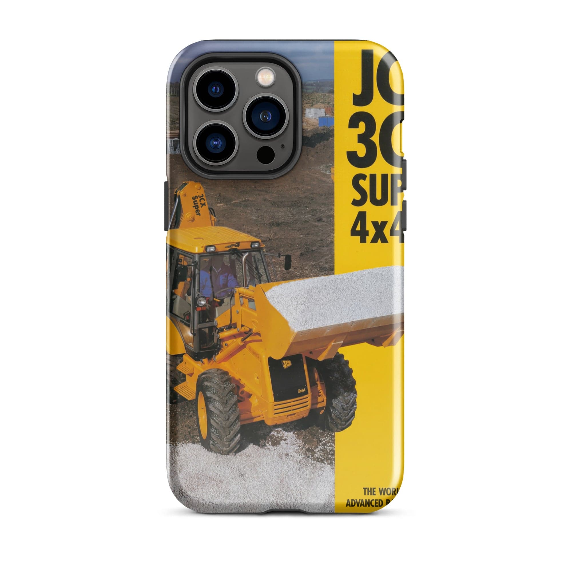 The Tractor Mugs Store iPhone 14 Pro Max JCB 3CX 4x4x4 Brochure | Tough Case for iPhone® Quality Farmers Merch