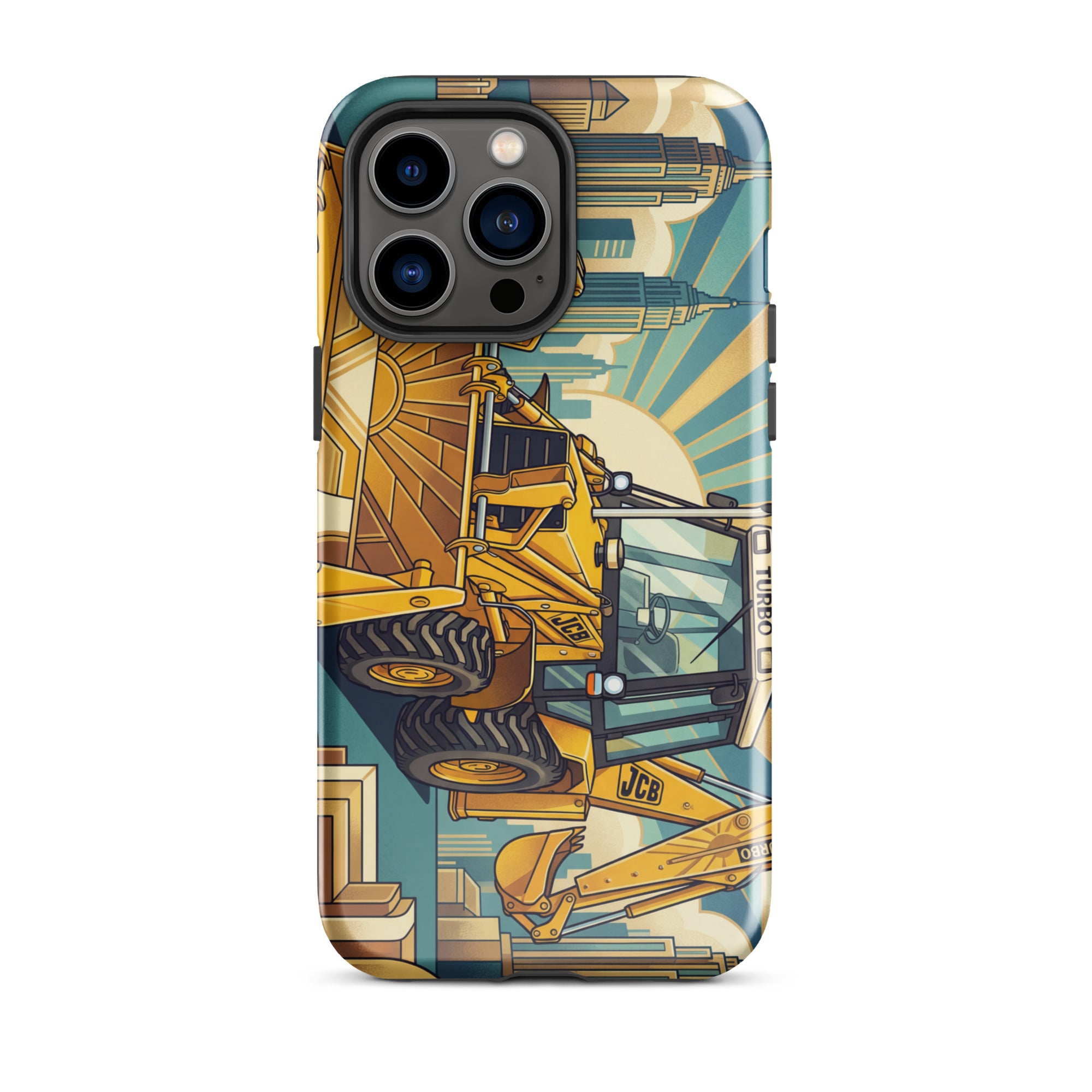 The Tractor Mugs Store iPhone 14 Pro Max JCB 3CX TURBO | Art Deco Tough Case for iPhone® Quality Farmers Merch