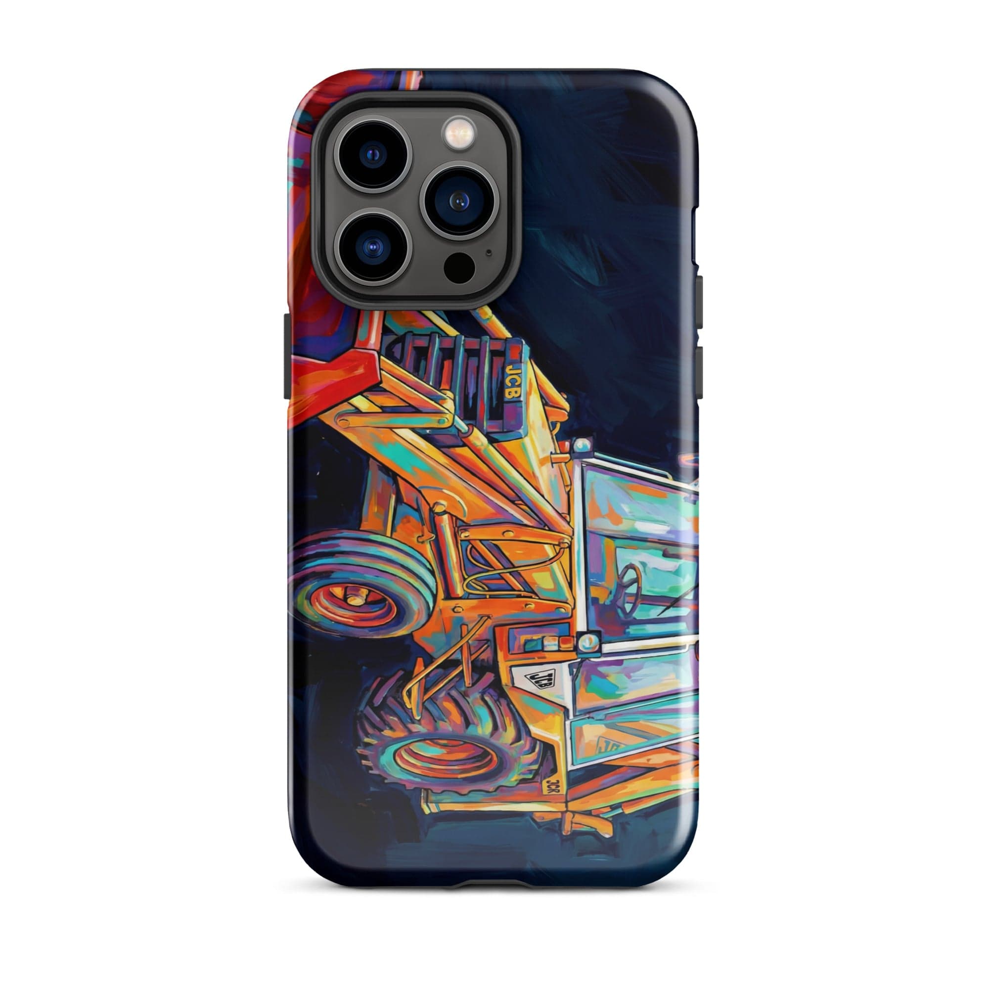 The Tractor Mugs Store iPhone 14 Pro Max JCB 3CX White Cabin | Splash Art Tough Case for iPhone® Quality Farmers Merch