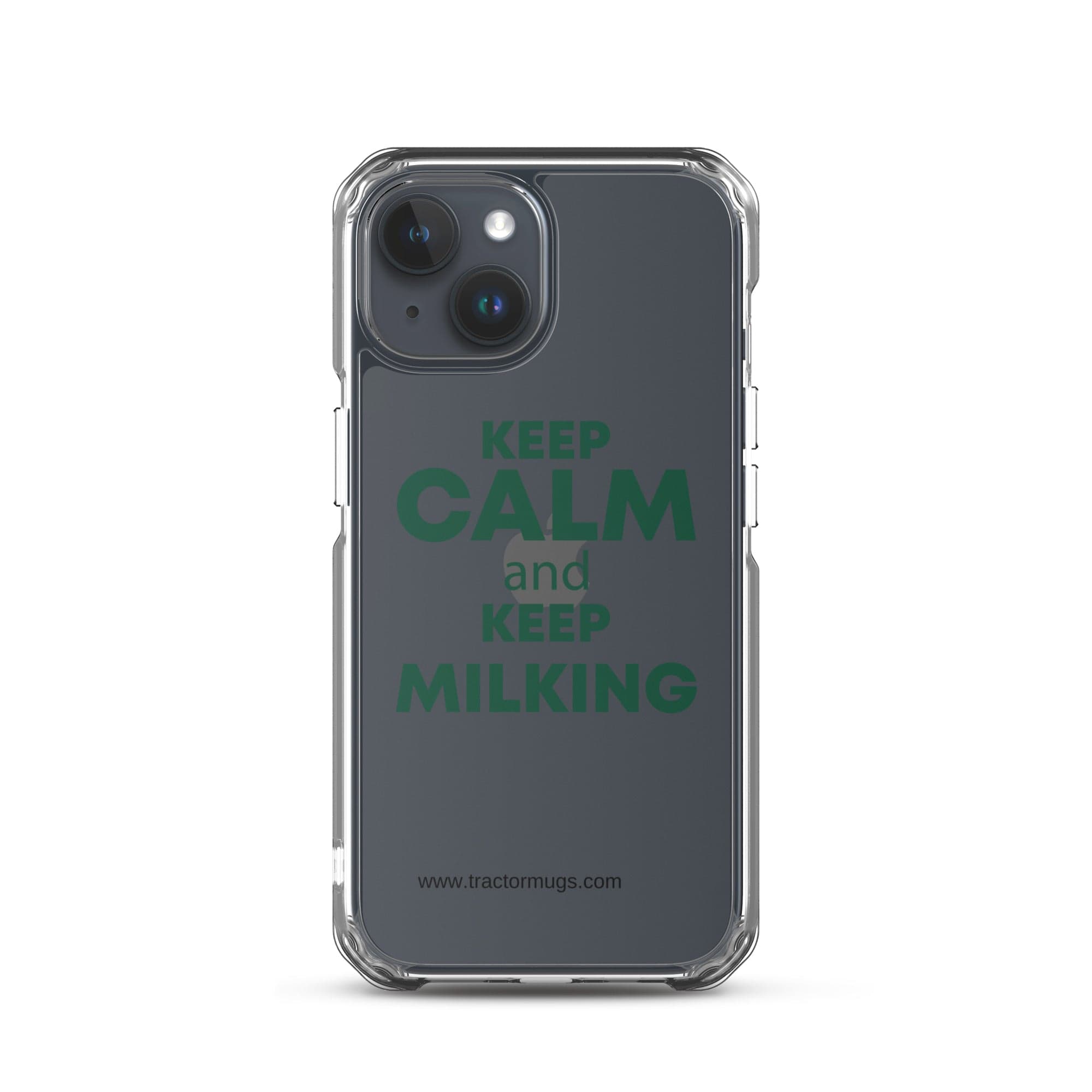The Tractor Mugs Store iPhone 15 KEEP CALM and KEEP MILKING | Clear Case for iPhone® Quality Farmers Merch