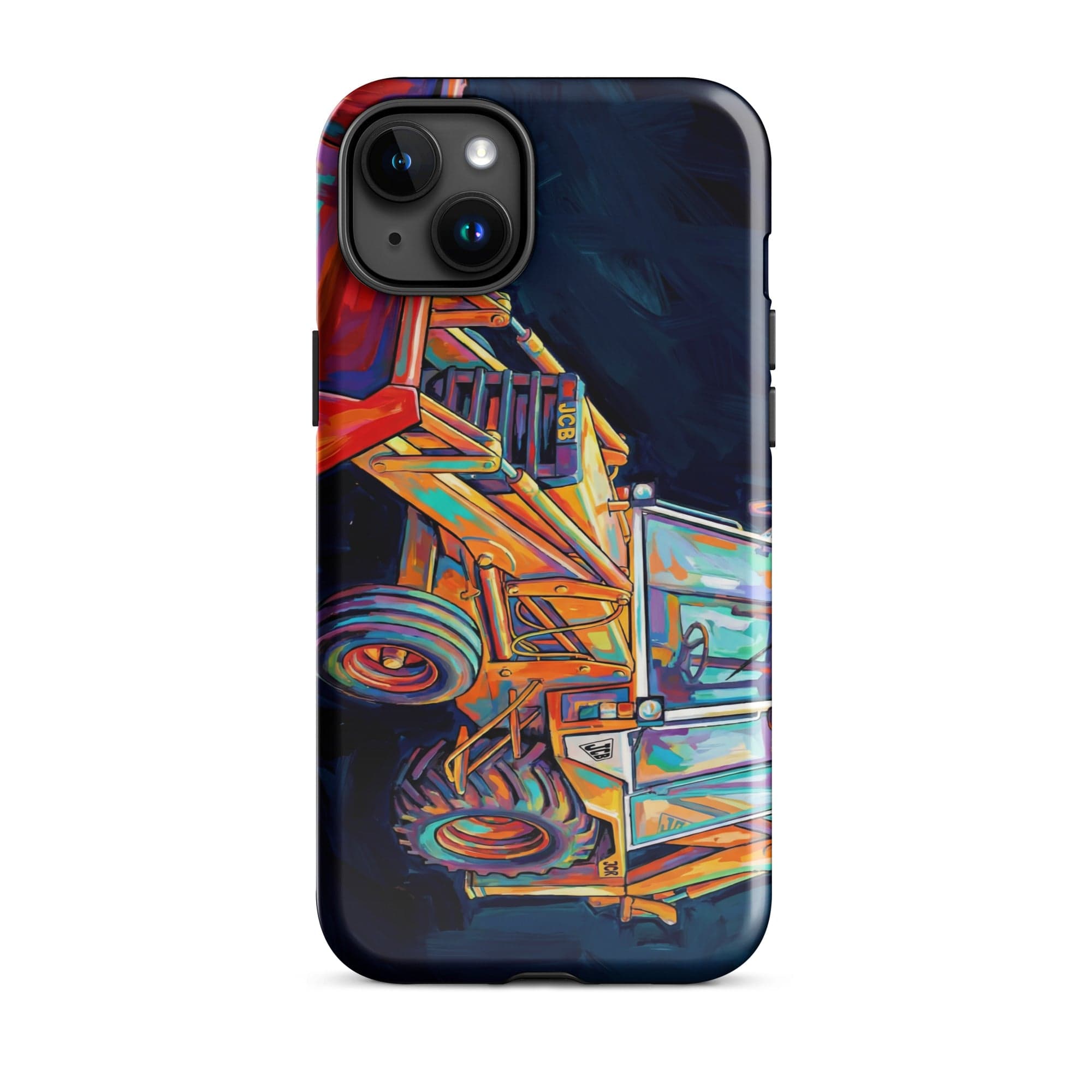 The Tractor Mugs Store iPhone 15 Plus JCB 3CX White Cabin | Splash Art Tough Case for iPhone® Quality Farmers Merch