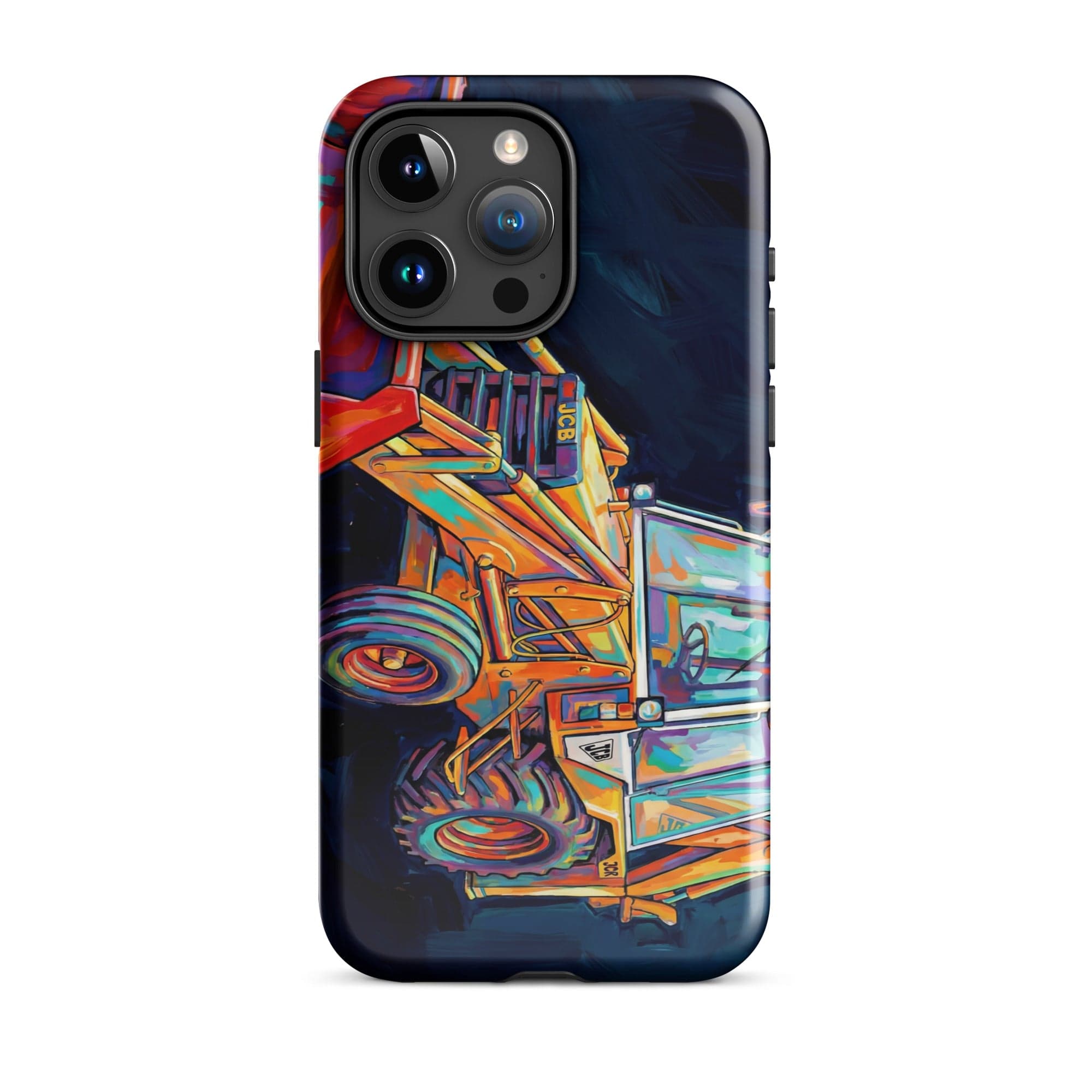 The Tractor Mugs Store iPhone 15 Pro Max JCB 3CX White Cabin | Splash Art Tough Case for iPhone® Quality Farmers Merch