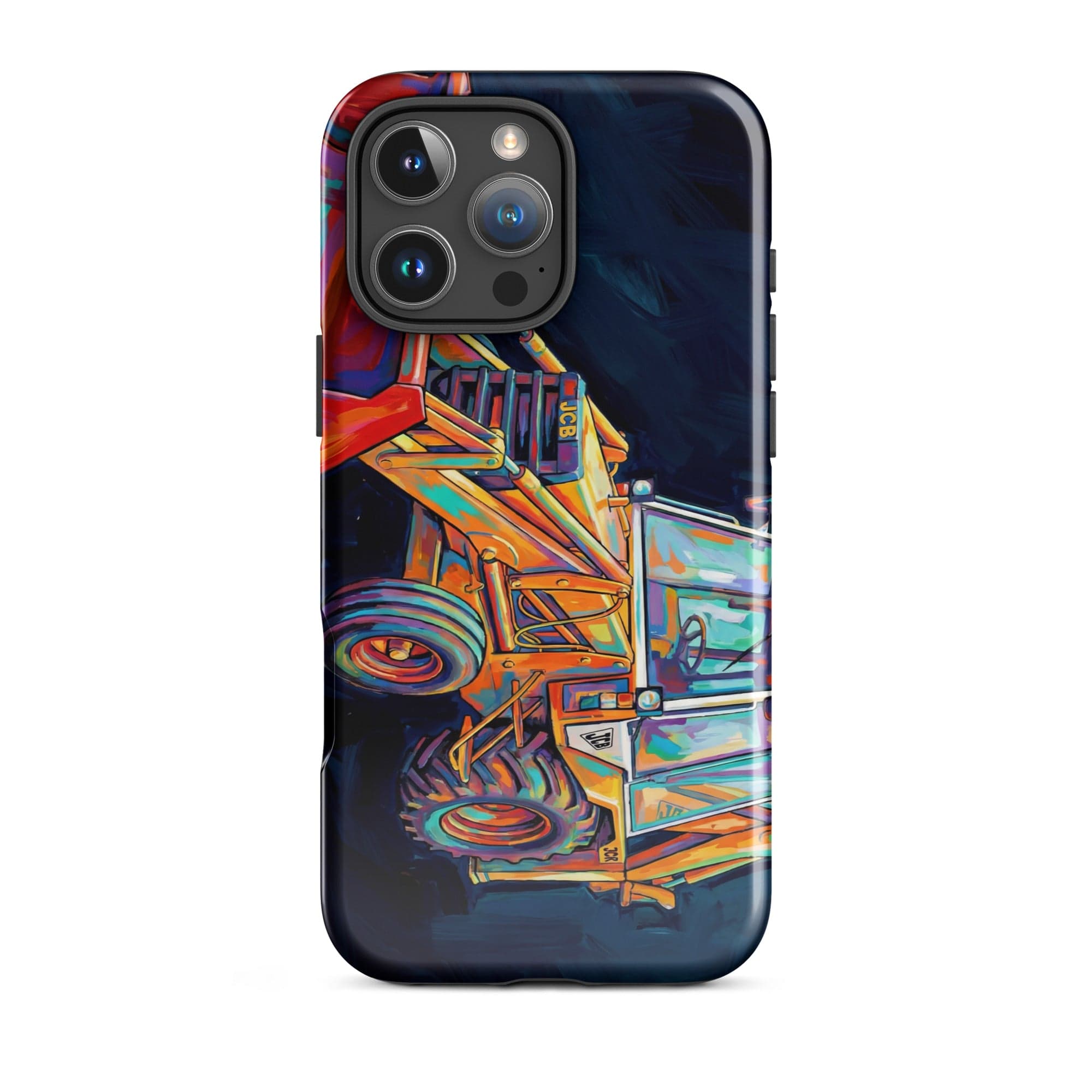 The Tractor Mugs Store iPhone 16 Pro Max JCB 3CX White Cabin | Splash Art Tough Case for iPhone® Quality Farmers Merch