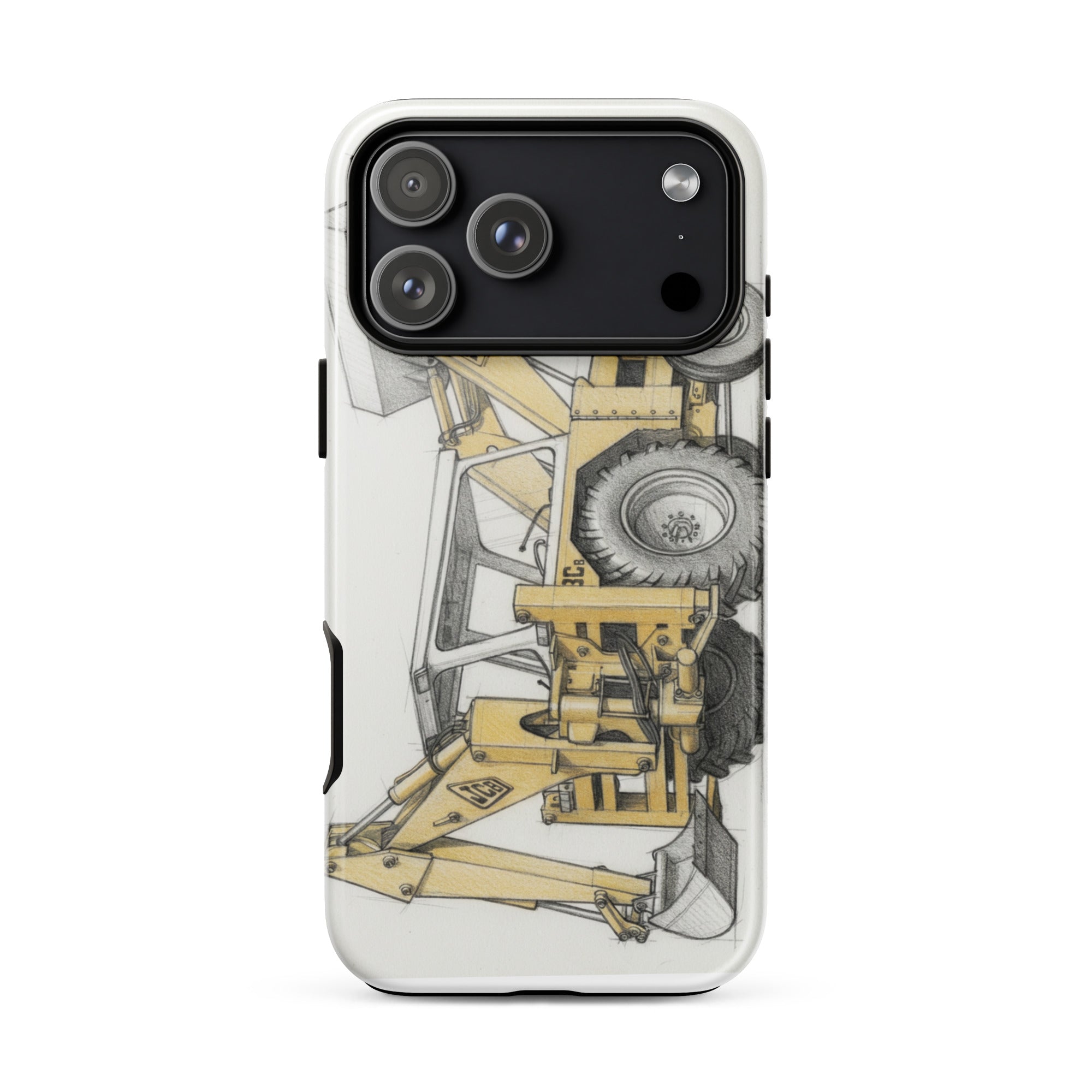 The Tractor Mugs Store iPhone 17 Pro Max JCB 3C II Pencil Sketch | Tough Case for iPhone® Quality Farmers Merch