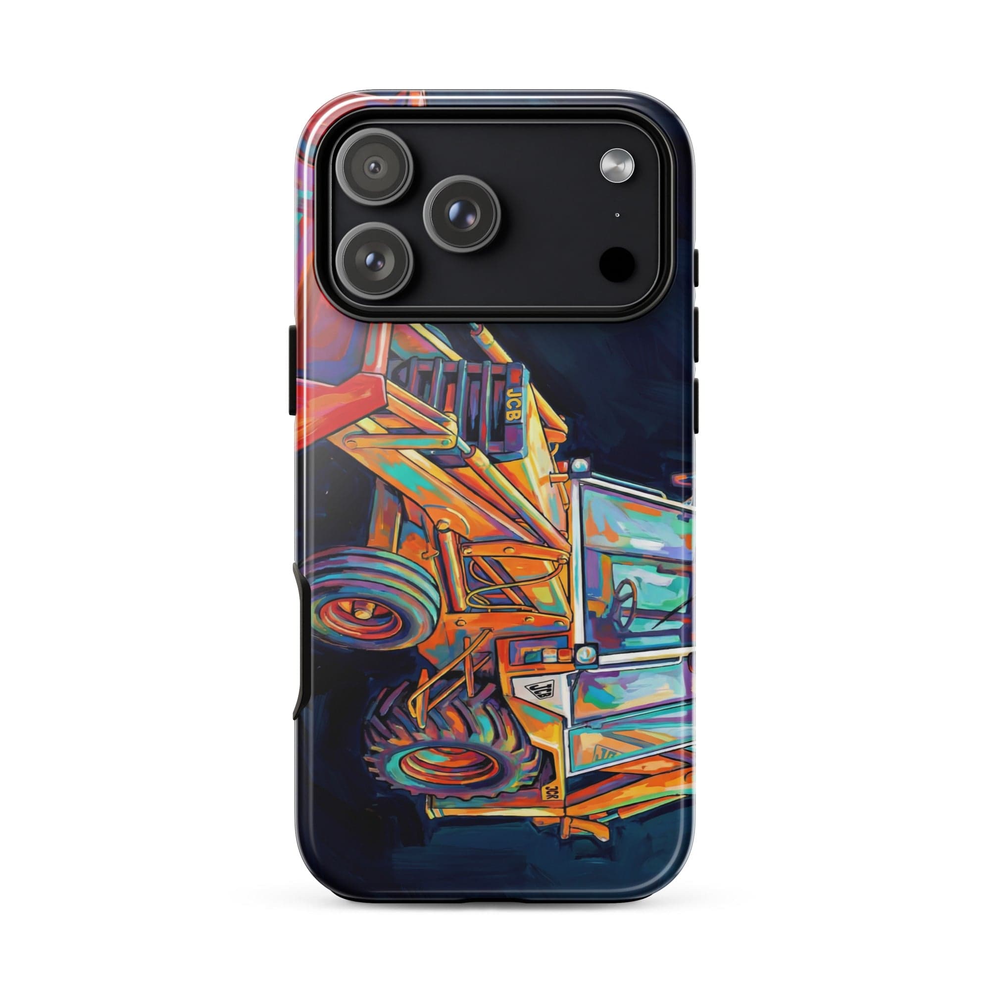 The Tractor Mugs Store iPhone 17 Pro Max JCB 3CX White Cabin | Splash Art Tough Case for iPhone® Quality Farmers Merch