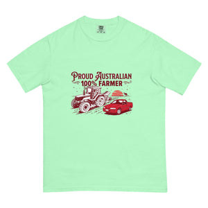 The Tractor Mugs Store Island Reef FIATAGRI F140 PROUD AUSTRALIAN 100% FARMER Two Tone | Unisex Premium T-shirt Quality Farmers Merch