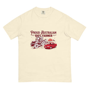 The Tractor Mugs Store Ivory FIATAGRI F140 PROUD AUSTRALIAN 100% FARMER Two Tone | Unisex Premium T-shirt Quality Farmers Merch
