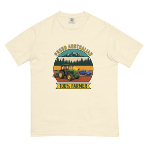 The Tractor Mugs Store Ivory John Deere 3350 PROUD AUSTRALIAN 100% FARMER Outdoor | Unisex Premium T-shirt Quality Farmers Merch