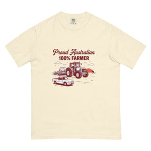 The Tractor Mugs Store Ivory John Deere 6930 PROUD AUSTRALIAN 100% FARMER Two Tone | Unisex Premium T-shirt Quality Farmers Merch