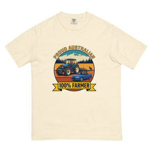 The Tractor Mugs Store Ivory New Holland TM 135 PROUD AUSTRALIAN 100% FARMER Outdoor | Unisex Premium T-shirt Quality Farmers Merch